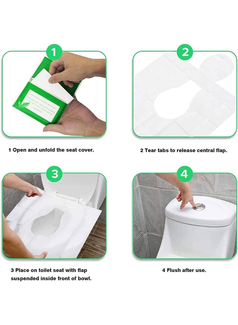 Anmi 100 Pcs Flushable Paper Toilet Seat Covers for Adults and Kids, Disposable Travel Essential Accessories for Airplane, Road Trips, Camping - Image 3